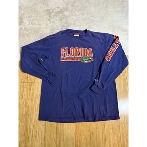Florida Gators SpellOut Champion NCAA Men's Blue Long Sleeve Shirt Sz XL Vintage